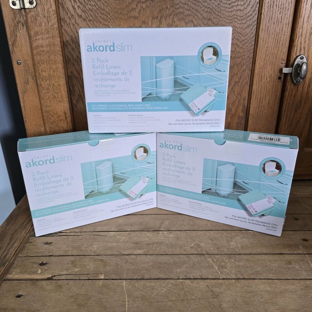 3x JANIBELL AKORD SLIM 2 PACK REFILL LINERS SERIES 280 ADULT DIAPER DISPOSAL
